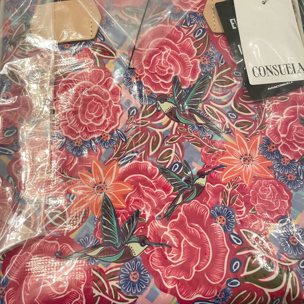 Consuela Floral Tote in Pink, Blue, Navy & Tan - Picture 7 of 9